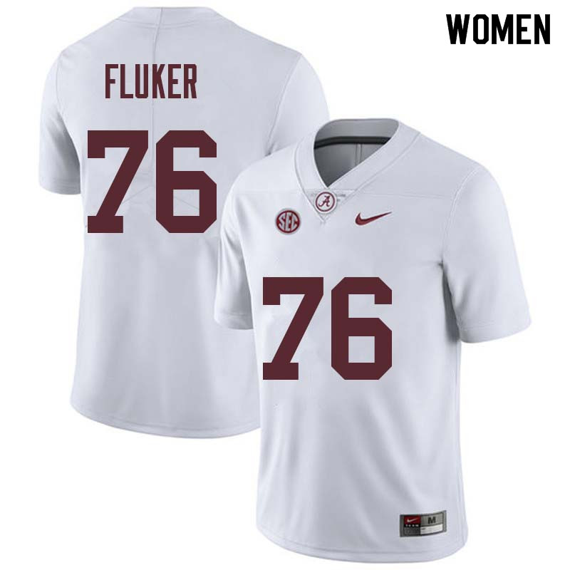 Alabama Crimson Tide Women's D.J. Fluker #76 White NCAA Nike Authentic Stitched College Football Jersey ZD16H32XY